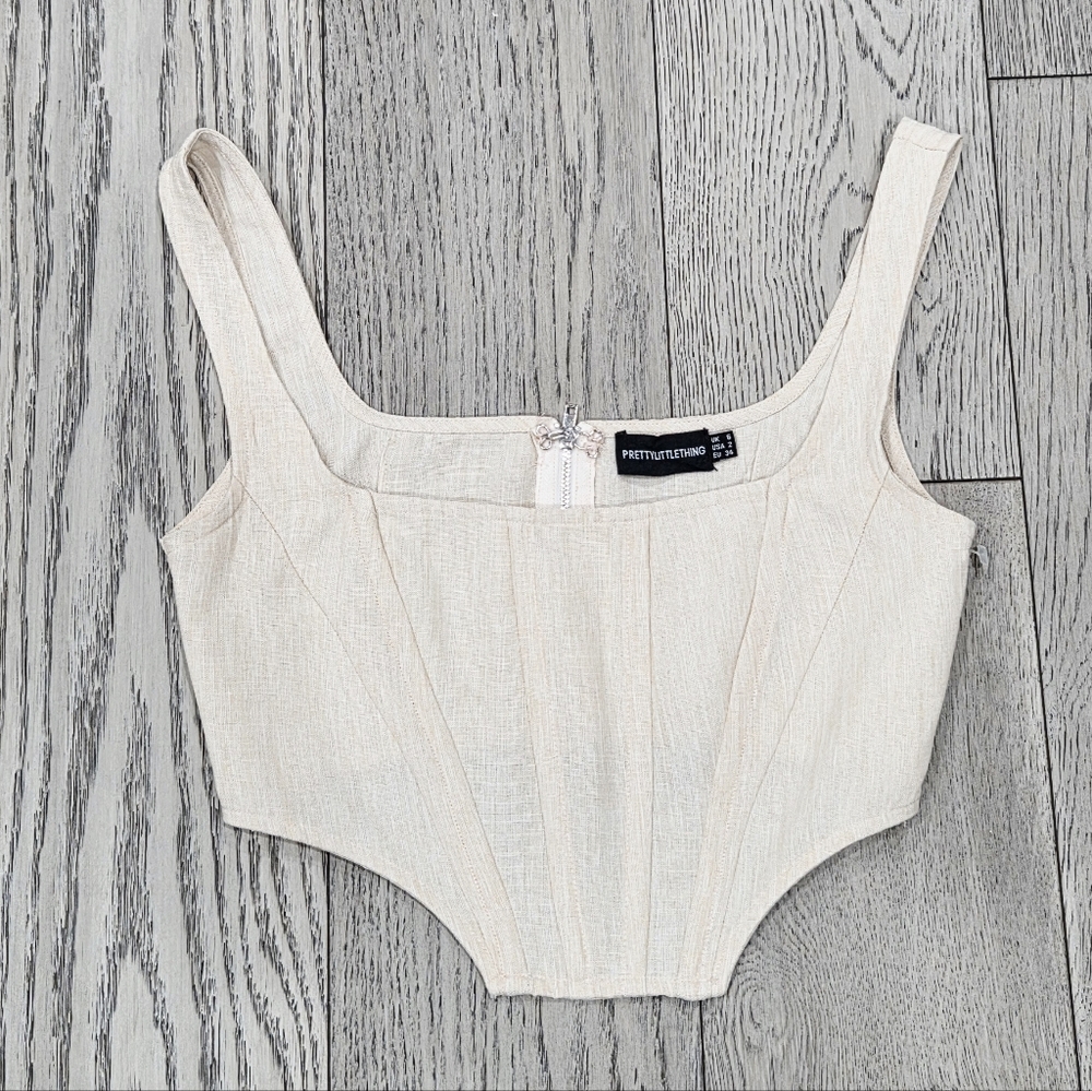 PrettyLittleThing Cream Corset Top